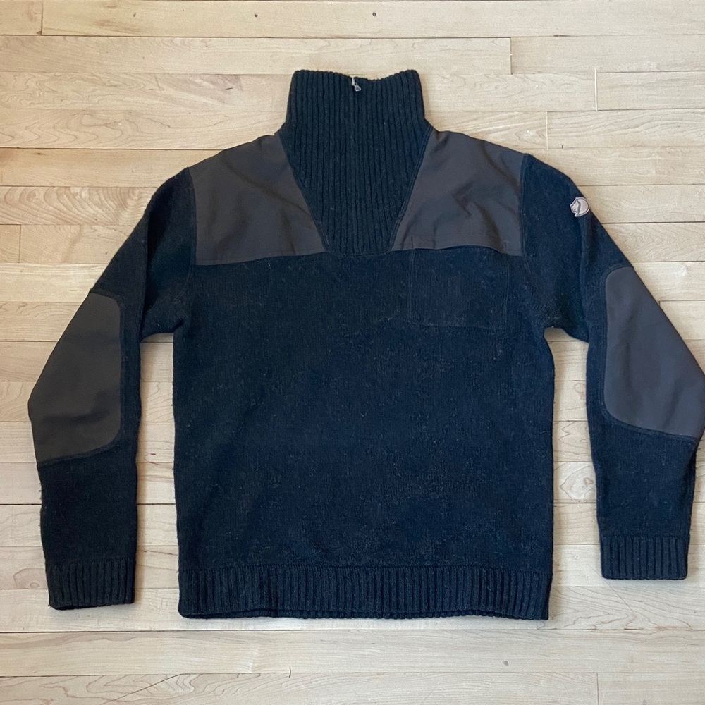 EUC Fjällräven Men's Ovik Half Zip Knit Sweater Forrest Green Men’s M 100% Wool